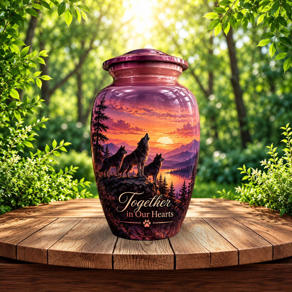 Purple Twilight Cremation Urn for Human Ashes – Personalized Handmade Aluminum Urn