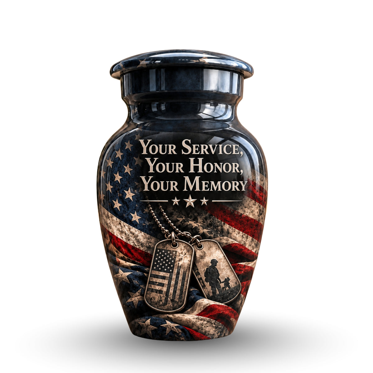 military veteran memorial cremation urn for human ashes, handmade aluminum – photo 4