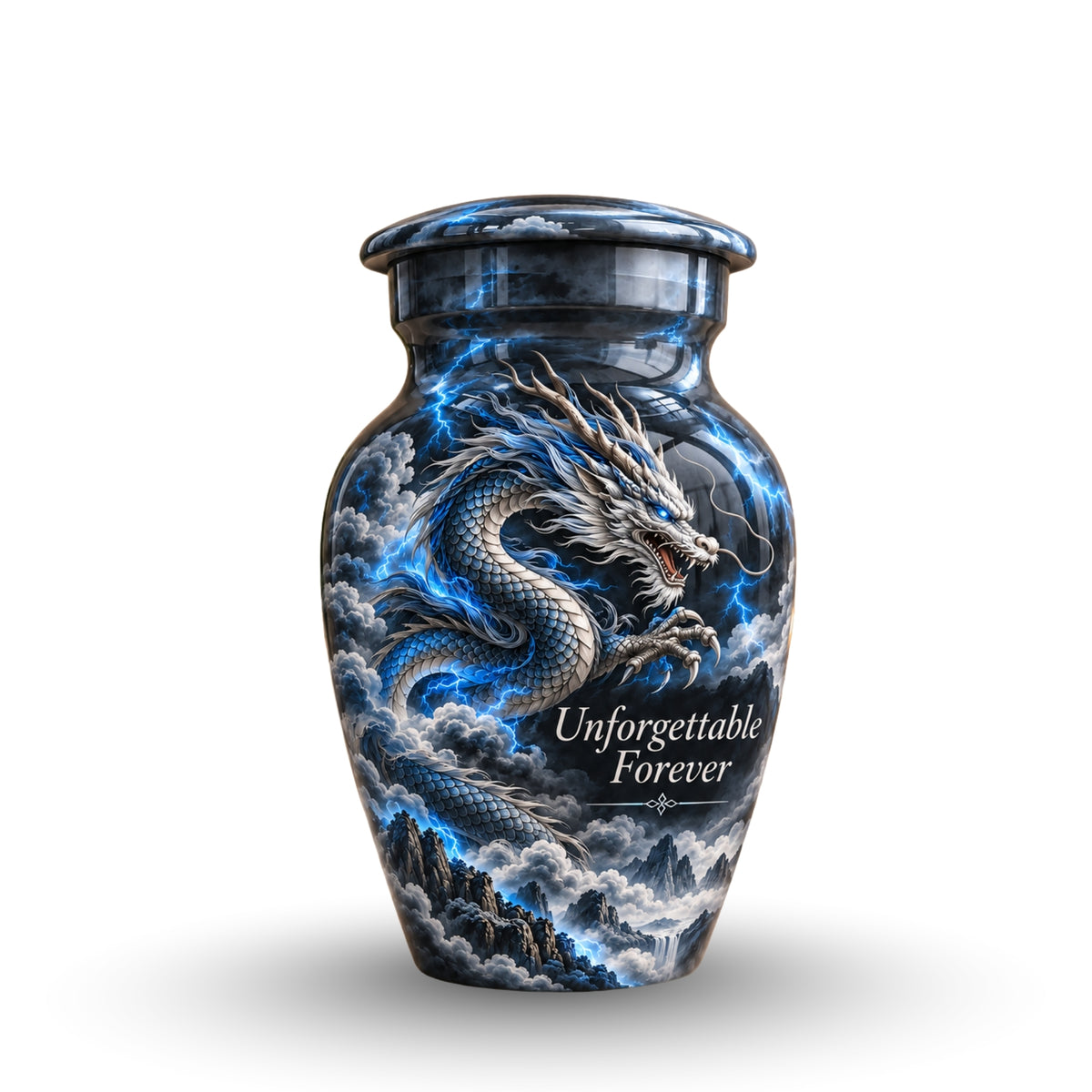 fantasy dragon cremation urn with keepsakes, handmade aluminum urn – photo 4