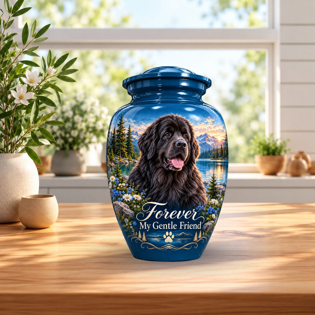 custom pet portrait urn for dog ashes, handmade aluminum pet memorial urn with photo – picture 4