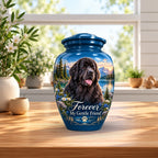 custom pet portrait urn for dog ashes, handmade aluminum pet memorial urn with photo – picture 4