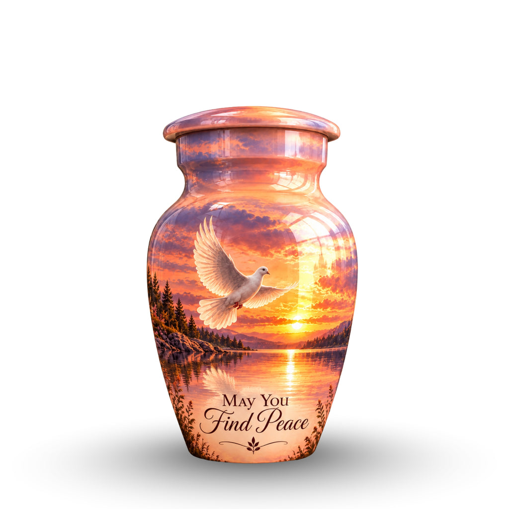 Lakeside Dove Cremation Urn for Human Ashes – Personalized Handmade Aluminum Urn