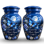 moonlit blue butterfly cremation urn for human ashes, handmade aluminum – photo 5