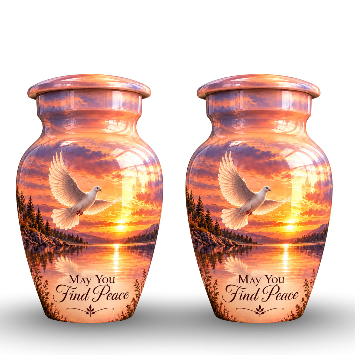 Lakeside Dove Cremation Urn for Human Ashes – Personalized Handmade Aluminum Urn