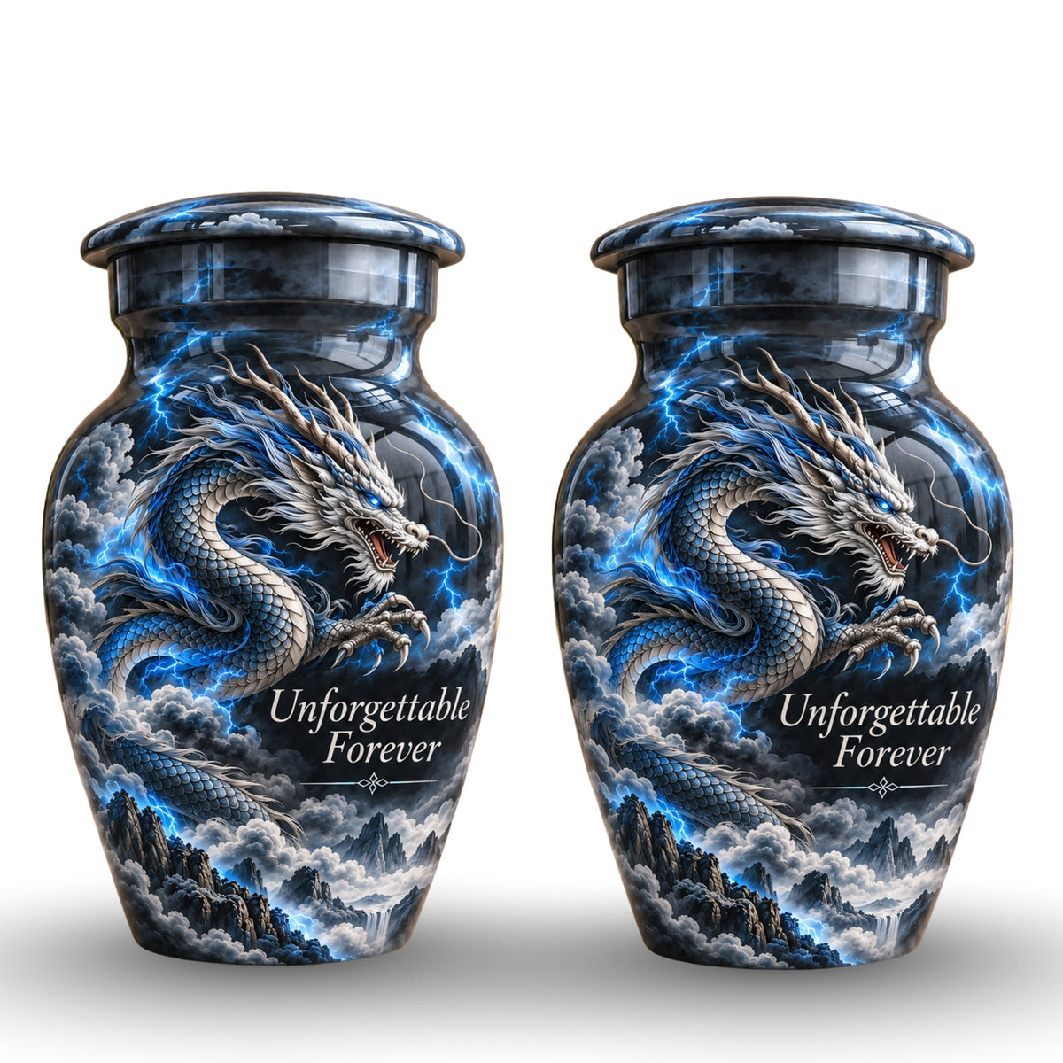 fantasy dragon cremation urn with keepsakes, handmade aluminum urn – photo 5