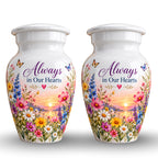 Butterfly and Blossom Memorial Cremation Urn for Human Ashes – Personalized Handmade Aluminum Urn