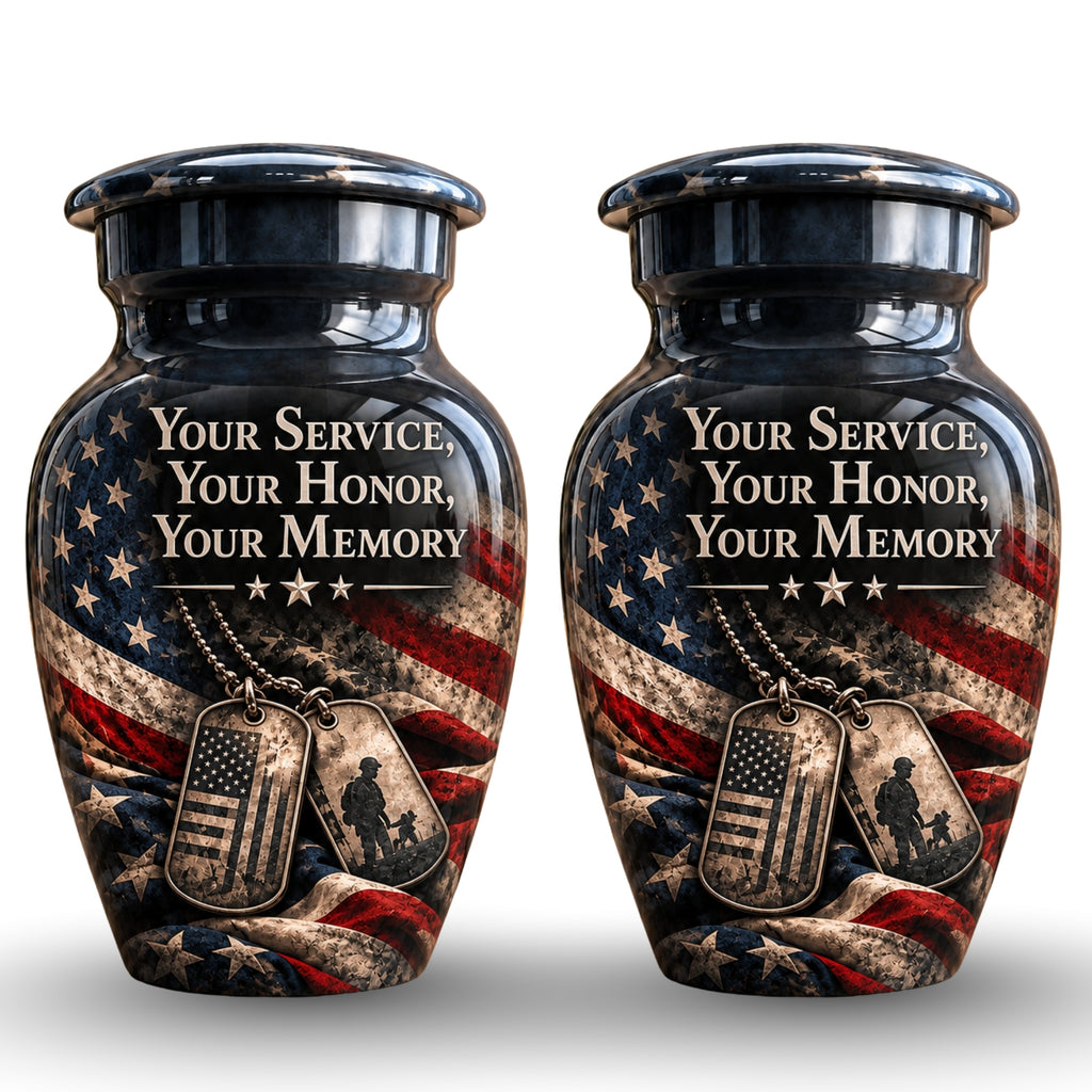 military veteran memorial cremation urn for human ashes, handmade aluminum – photo 5