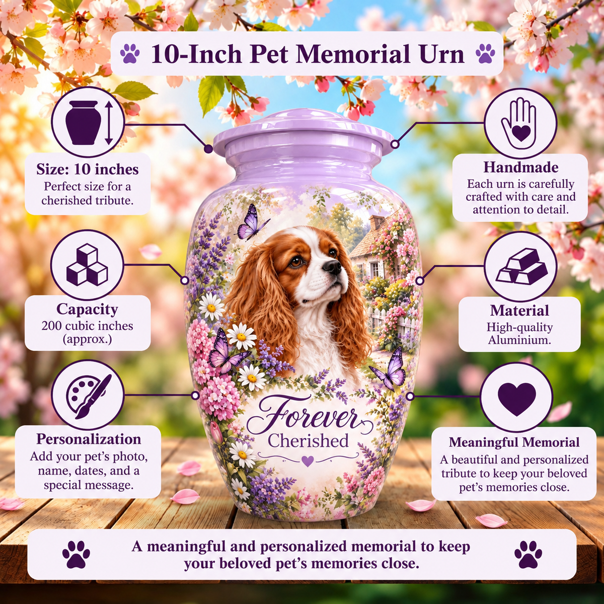 personalized dog photo urn for dog ashes, handmade aluminum pet memorial urn with photo – picture 6