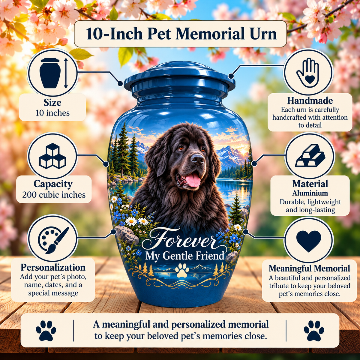 custom pet portrait urn for dog ashes, handmade aluminum pet memorial urn with photo – picture 6