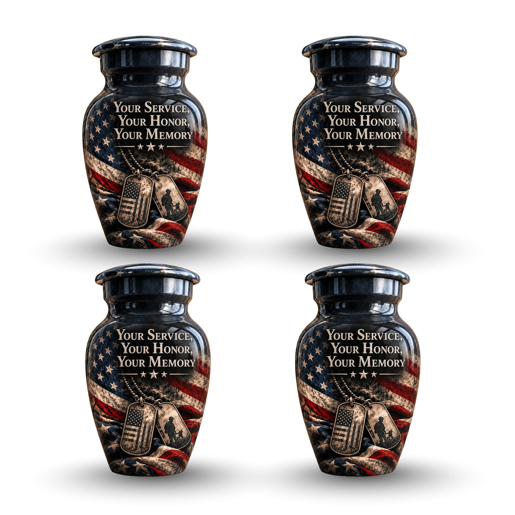 military veteran memorial cremation urn for human ashes, handmade aluminum – photo 6