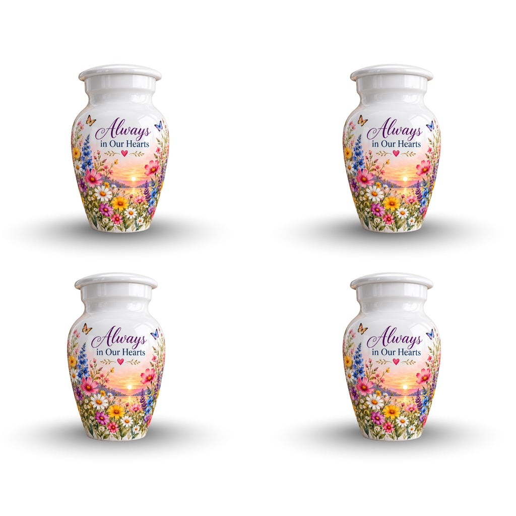 Butterfly and Blossom Memorial Cremation Urn for Human Ashes – Personalized Handmade Aluminum Urn