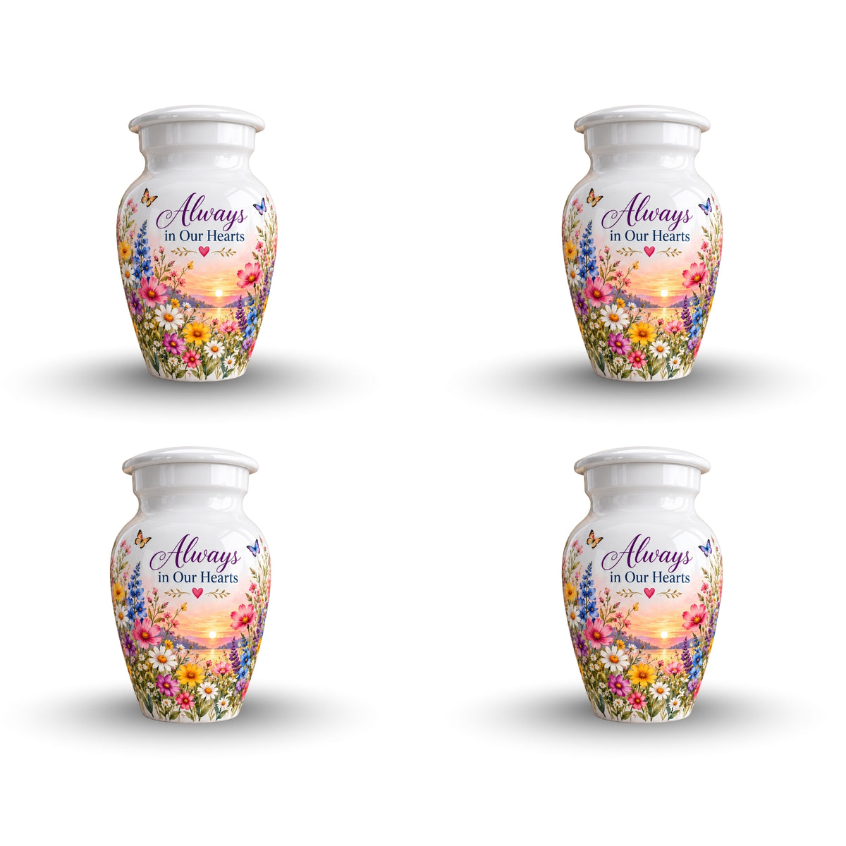 Butterfly and Blossom Memorial Cremation Urn for Human Ashes – Personalized Handmade Aluminum Urn