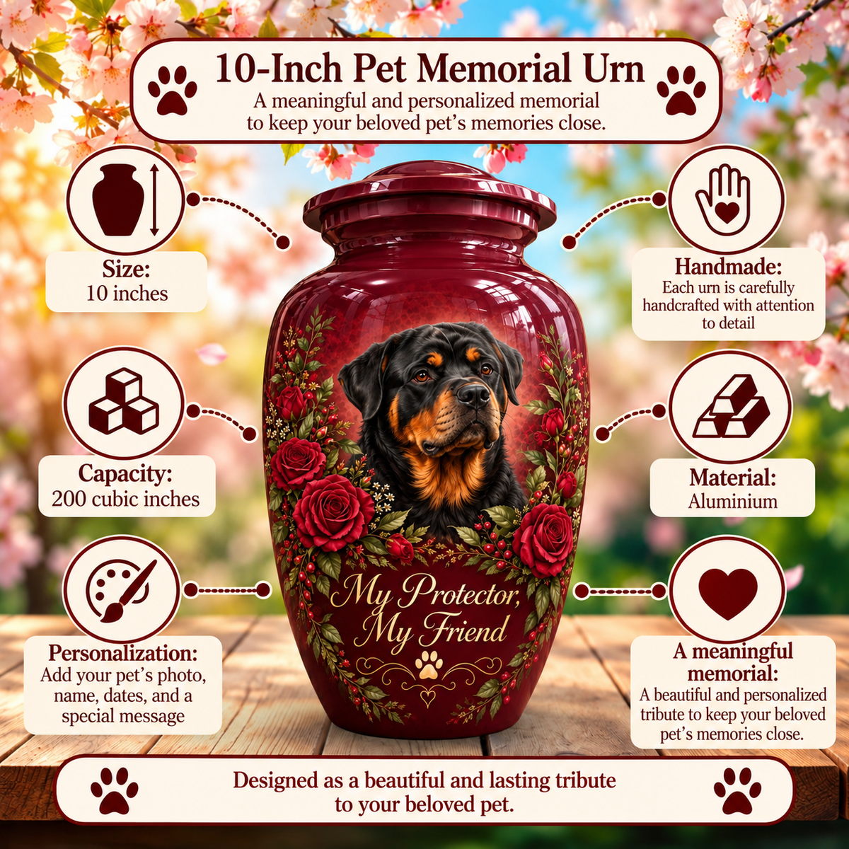 personalized dog photo memorial urn for pet ashes, handmade aluminum pet memorial urn with photo – picture 6