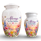 Butterfly and Blossom Memorial Cremation Urn for Human Ashes – Personalized Handmade Aluminum Urn