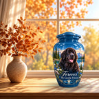 custom pet portrait urn for dog ashes, handmade aluminum pet memorial urn with photo – picture 7