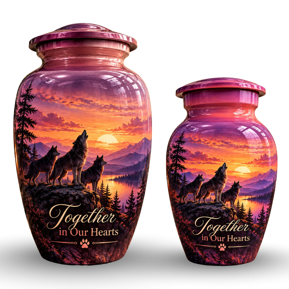 Purple Twilight Cremation Urn for Human Ashes – Personalized Handmade Aluminum Urn