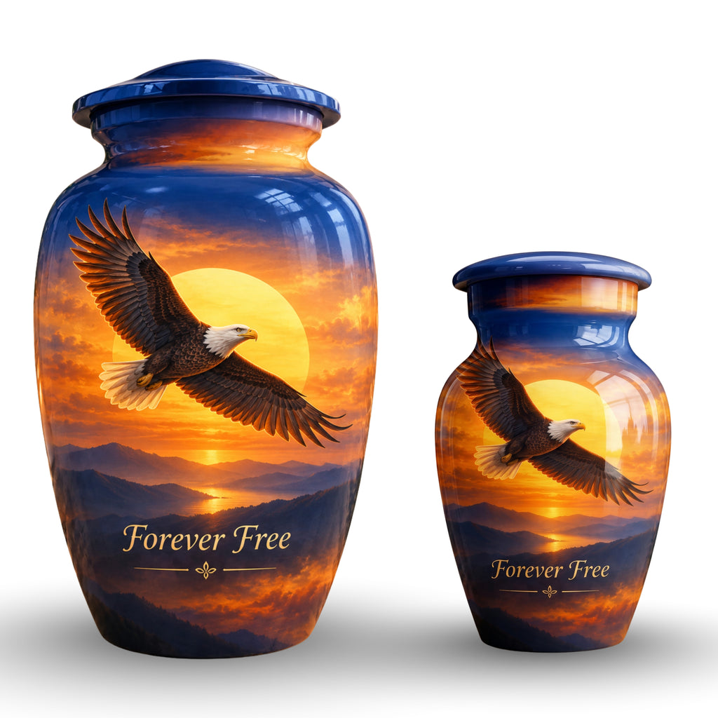 Bald Eagle Cremation Urn for Human Ashes – Personalized Handmade Aluminum Urn