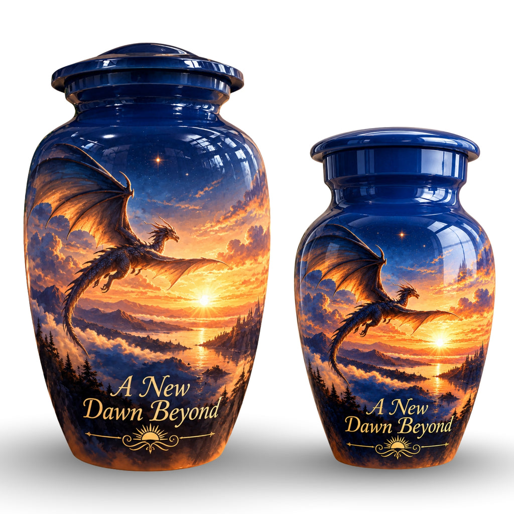 fantasy dragon urn for human ashes, handmade aluminum urn – photo 7