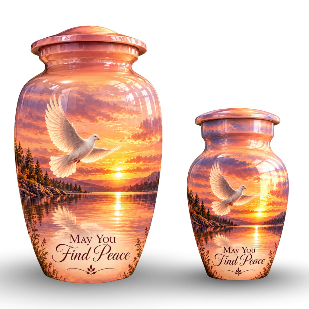 Lakeside Dove Cremation Urn for Human Ashes – Personalized Handmade Aluminum Urn