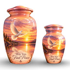 Lakeside Dove Cremation Urn for Human Ashes – Personalized Handmade Aluminum Urn
