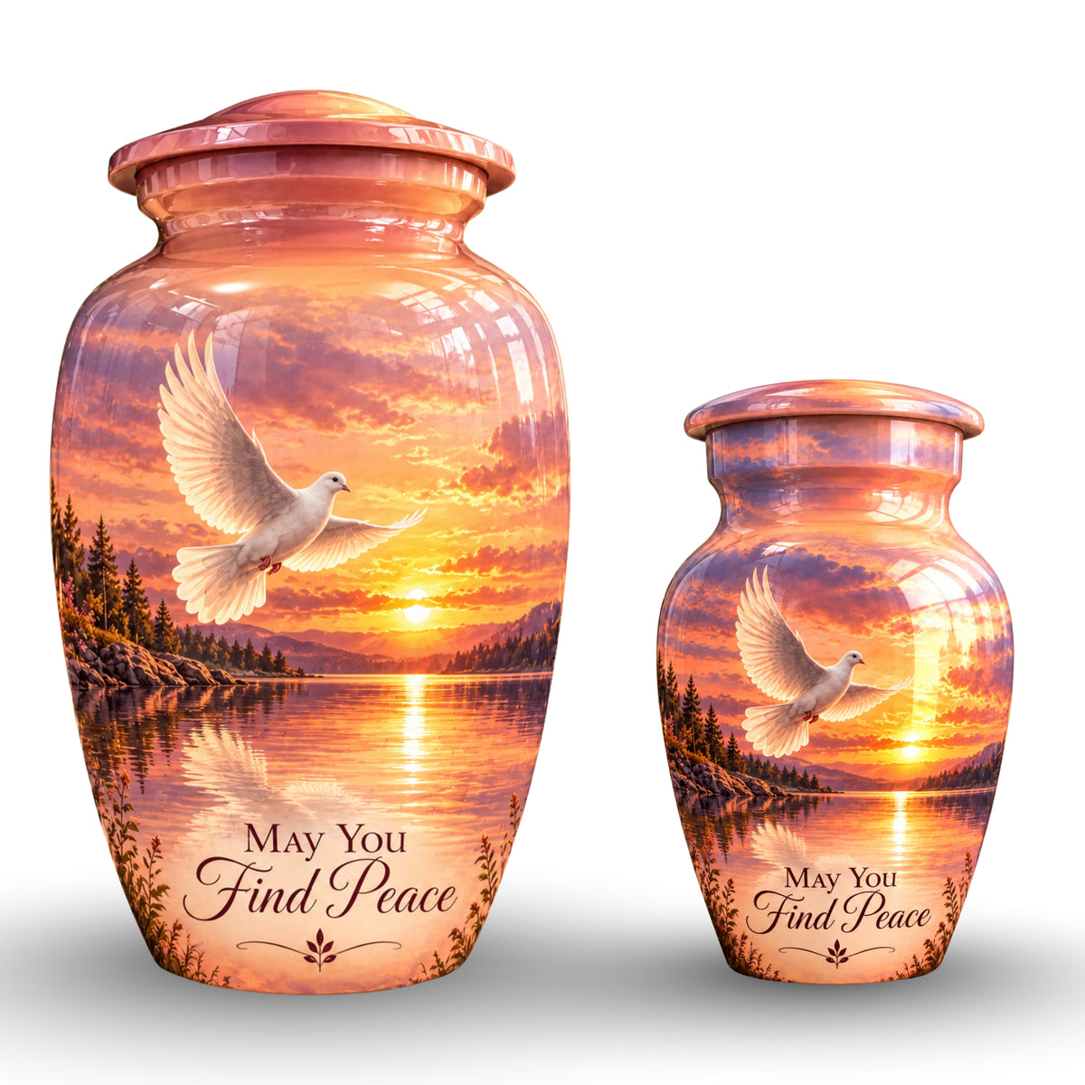 Lakeside Dove Cremation Urn for Human Ashes – Personalized Handmade Aluminum Urn