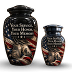 military veteran memorial cremation urn for human ashes, handmade aluminum – photo 7