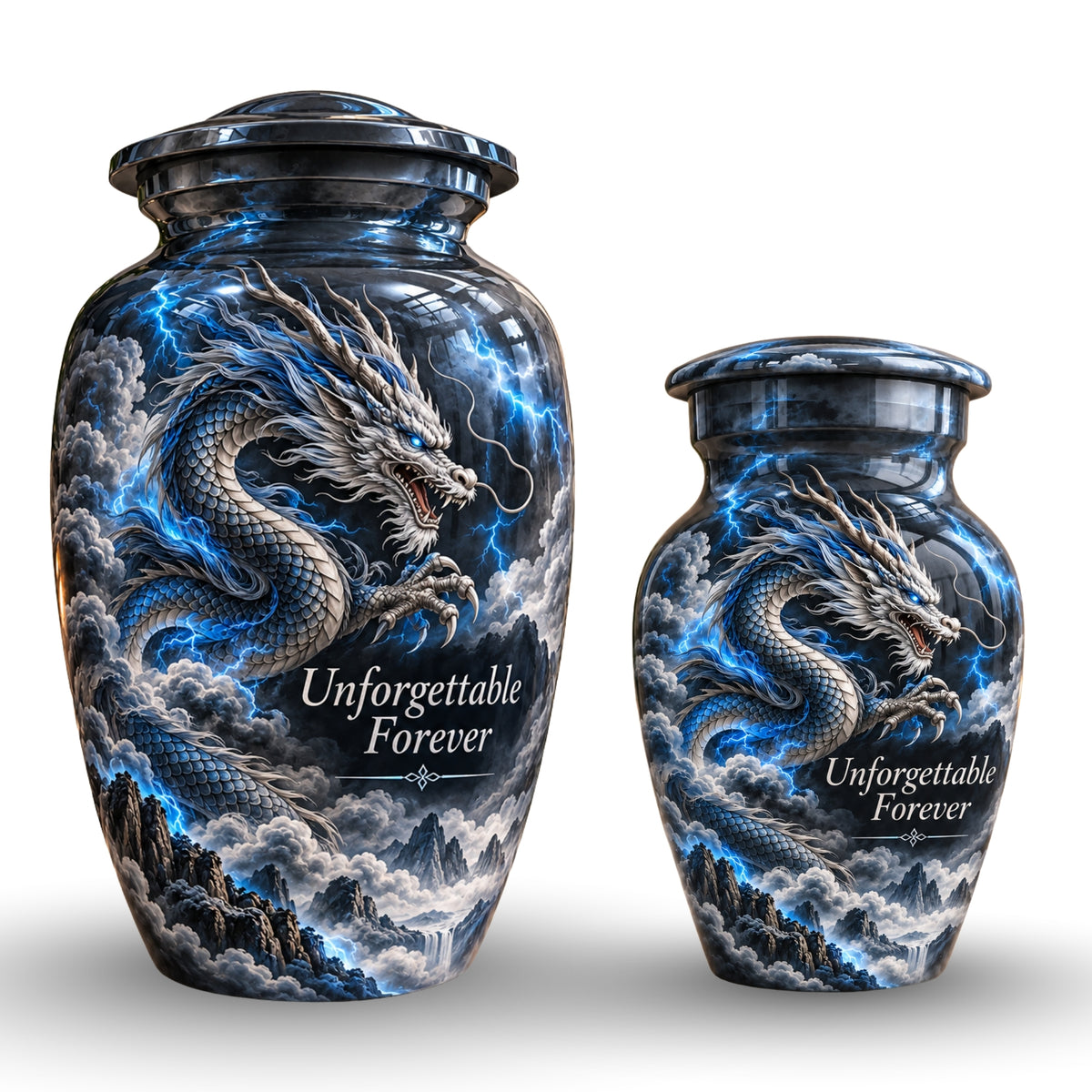 fantasy dragon cremation urn with keepsakes, handmade aluminum urn – photo 7