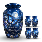 moonlit blue butterfly cremation urn for human ashes, handmade aluminum – photo 8