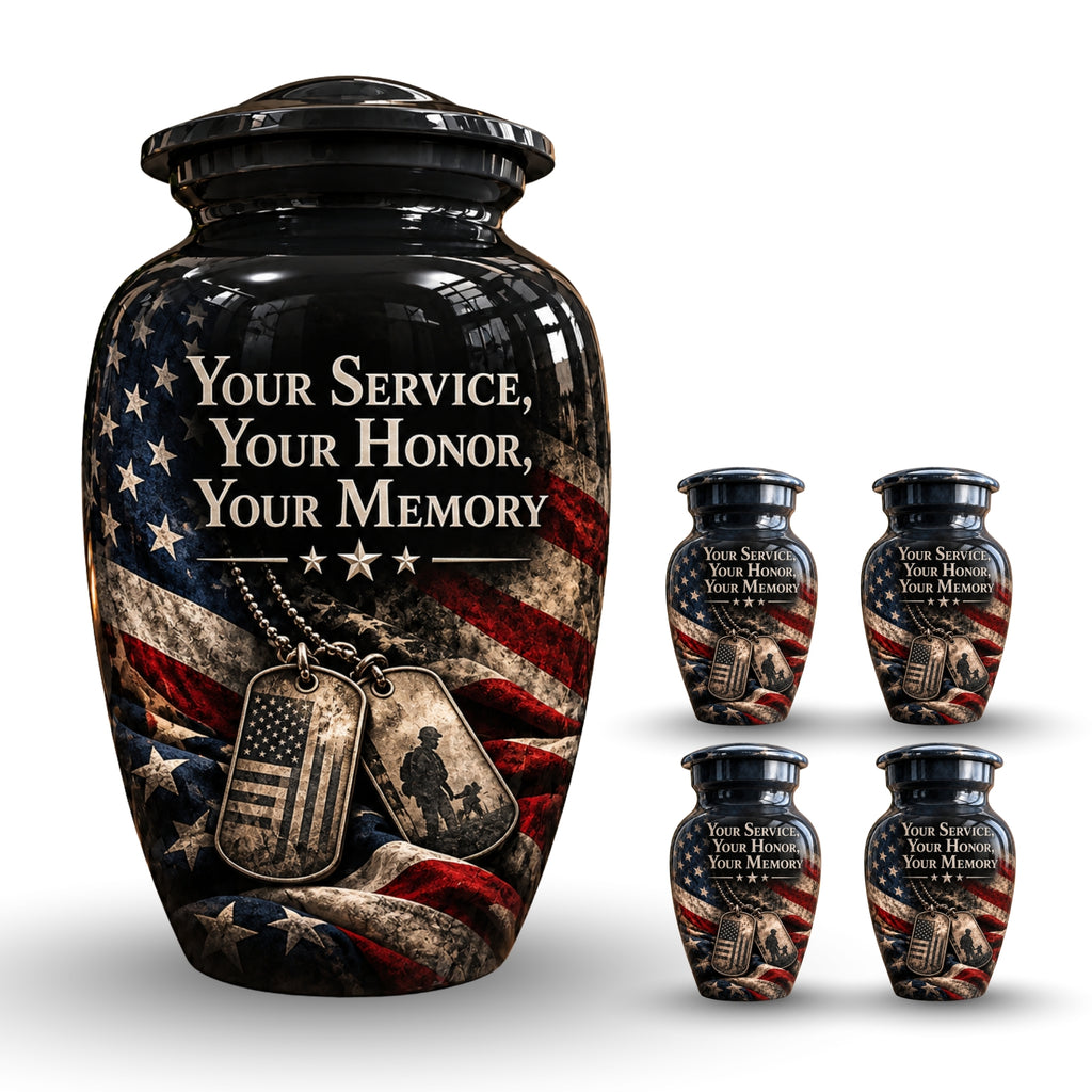 military veteran memorial cremation urn for human ashes, handmade aluminum – photo 8