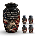 military veteran memorial cremation urn for human ashes, handmade aluminum – photo 8