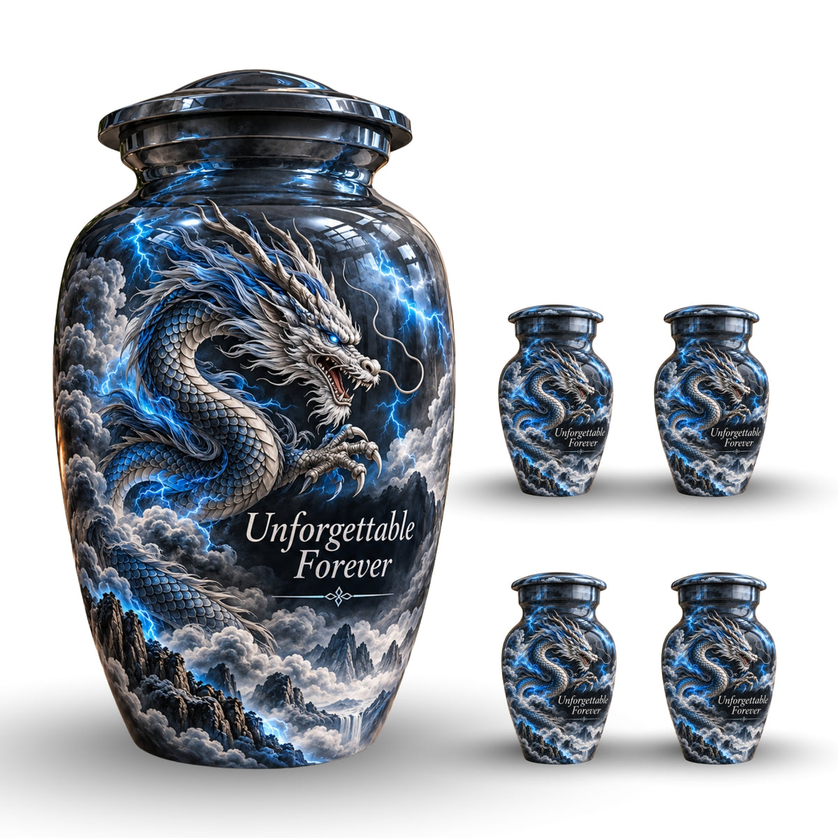 fantasy dragon cremation urn with keepsakes, handmade aluminum urn – photo 8