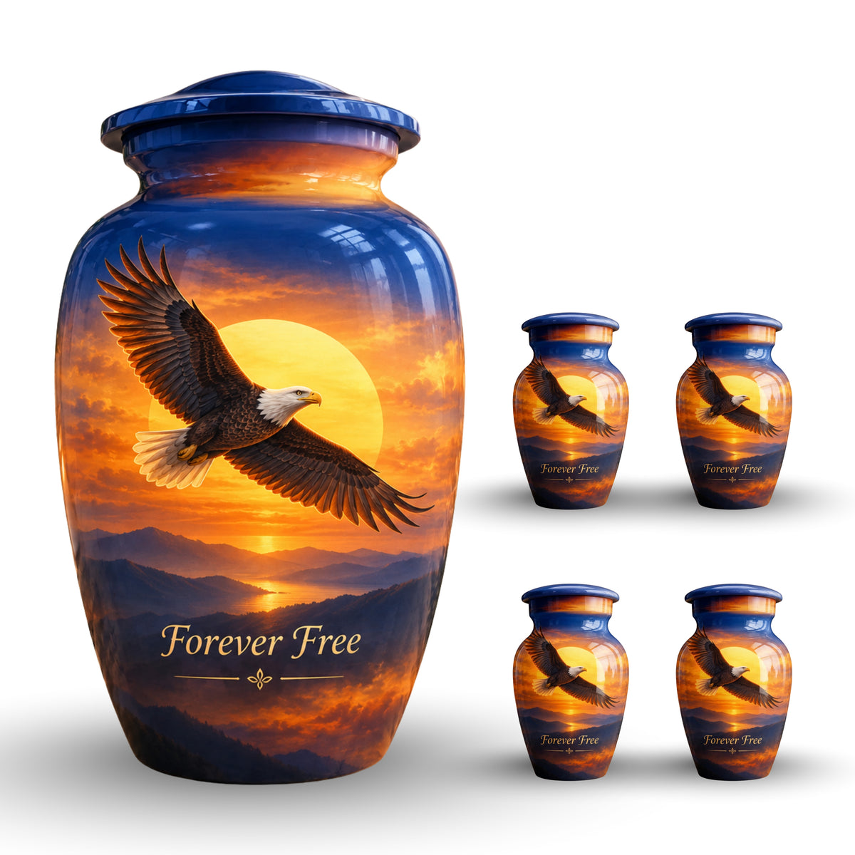 Bald Eagle Cremation Urn for Human Ashes – Personalized Handmade Aluminum Urn