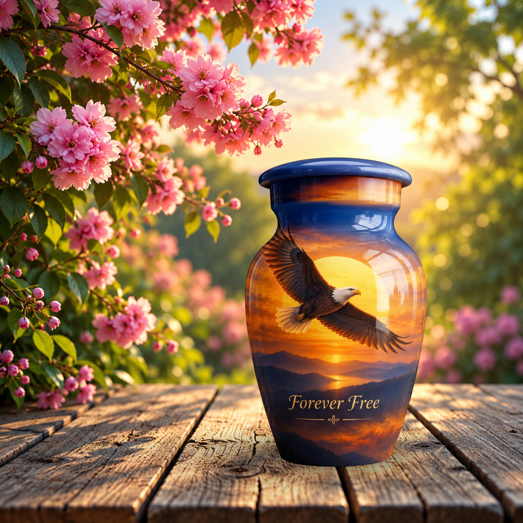 Bald Eagle Cremation Urn for Human Ashes – Personalized Handmade Aluminum Urn
