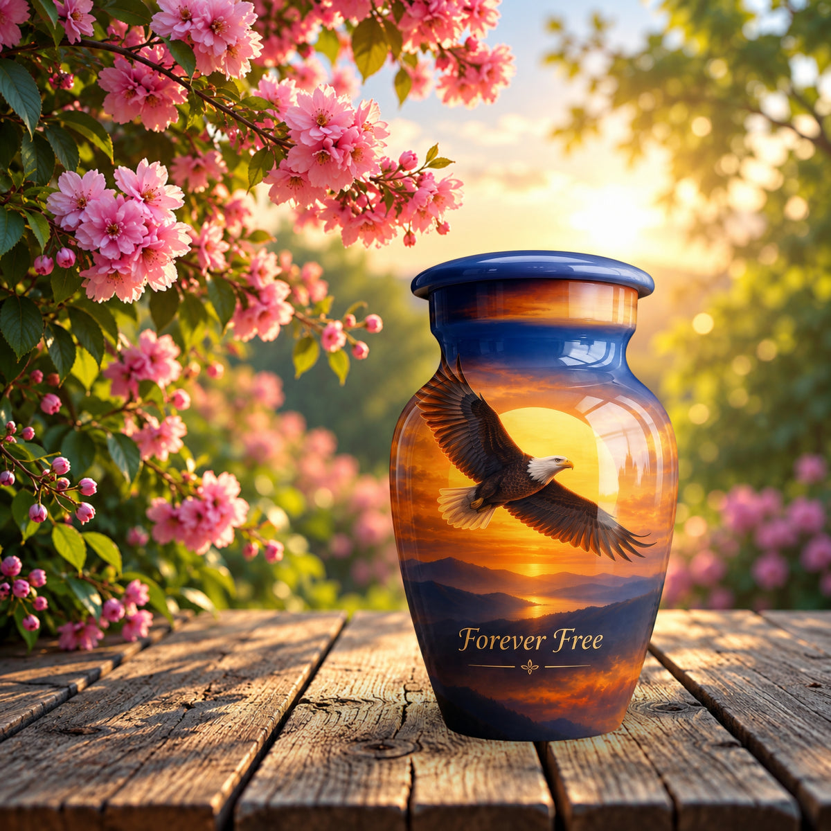 Bald Eagle Cremation Urn for Human Ashes – Personalized Handmade Aluminum Urn