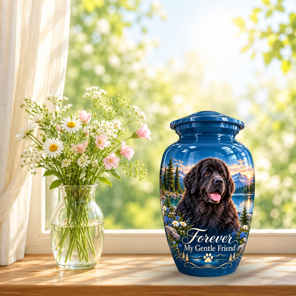 custom pet portrait urn for dog ashes, handmade aluminum pet memorial urn with photo – picture 9