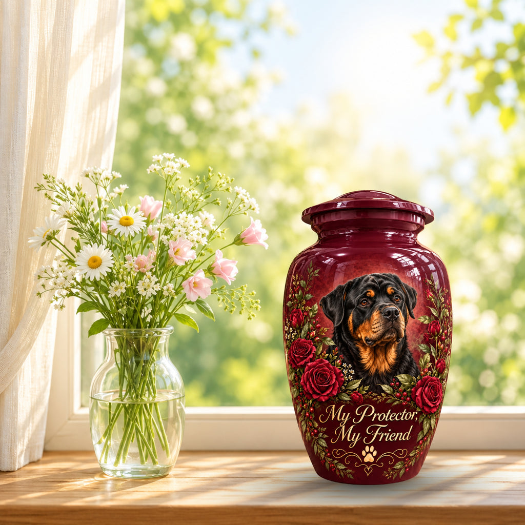 personalized dog photo memorial urn for pet ashes, handmade aluminum pet memorial urn with photo – picture 9
