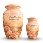 Rose Garden Sunset Cremation Urn for Human Ashes – Personalized Handmade Aluminum Urn
