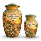 Peaceful Garden Sunset Cremation Urn for Human Ashes – Personalized Handmade Aluminum Urn
