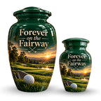 green fairway golf ball cremation urn for human ashes, handmade aluminum – photo 7