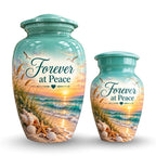 seashell beach sunset cremation urn for human ashes, handmade aluminum – photo 7