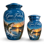 bass fishing sunset cremation urn for human ashes, handmade aluminum – photo 7