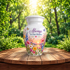 Butterfly and Blossom Memorial Cremation Urn for Human Ashes – Personalized Handmade Aluminum Urn