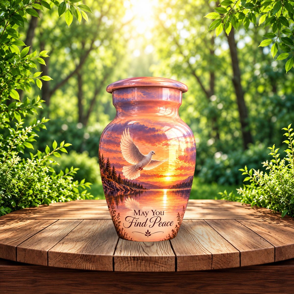 Lakeside Dove Cremation Urn for Human Ashes – Personalized Handmade Aluminum Urn