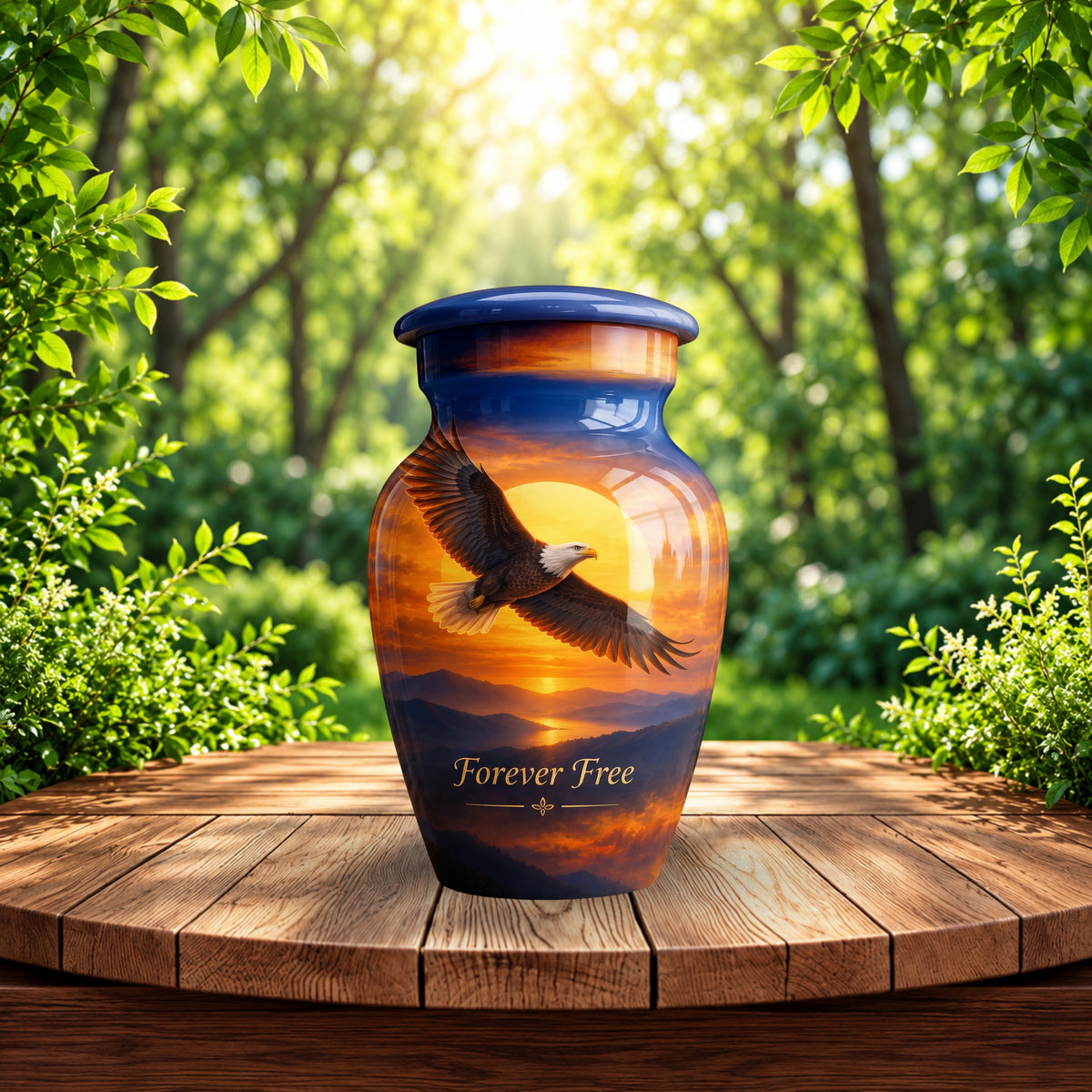 Bald Eagle Cremation Urn for Human Ashes – Personalized Handmade Aluminum Urn
