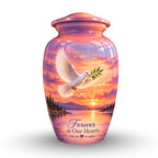 Olive Branch Dove Cremation Urn for Human Ashes – Personalized Handmade Aluminum Urn