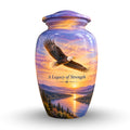 "A Legacy of Strength" Bald Eagle Cremation Urn for Human Ashes – Personalized Handmade Aluminum Urn