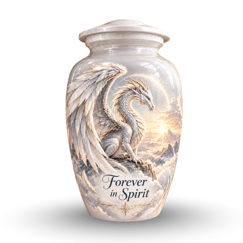 dragon art urn for human ashes, handmade aluminum urn – photo 1