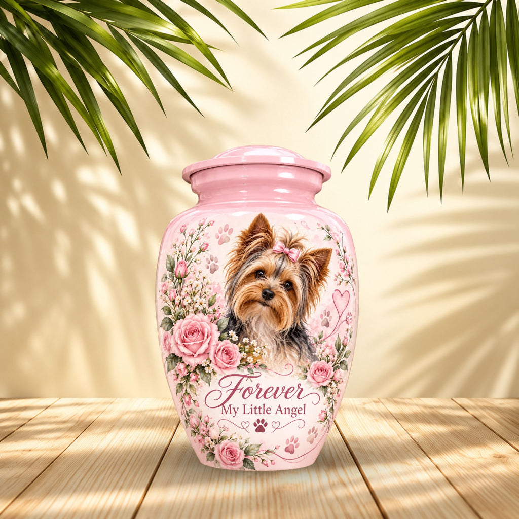 dog memorial photo urn for dog ashes, handmade aluminum pet memorial urn with photo – picture 2