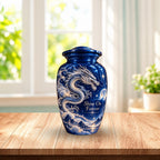 dragon art cremation urn with keepsakes, handmade aluminum urn – photo 2