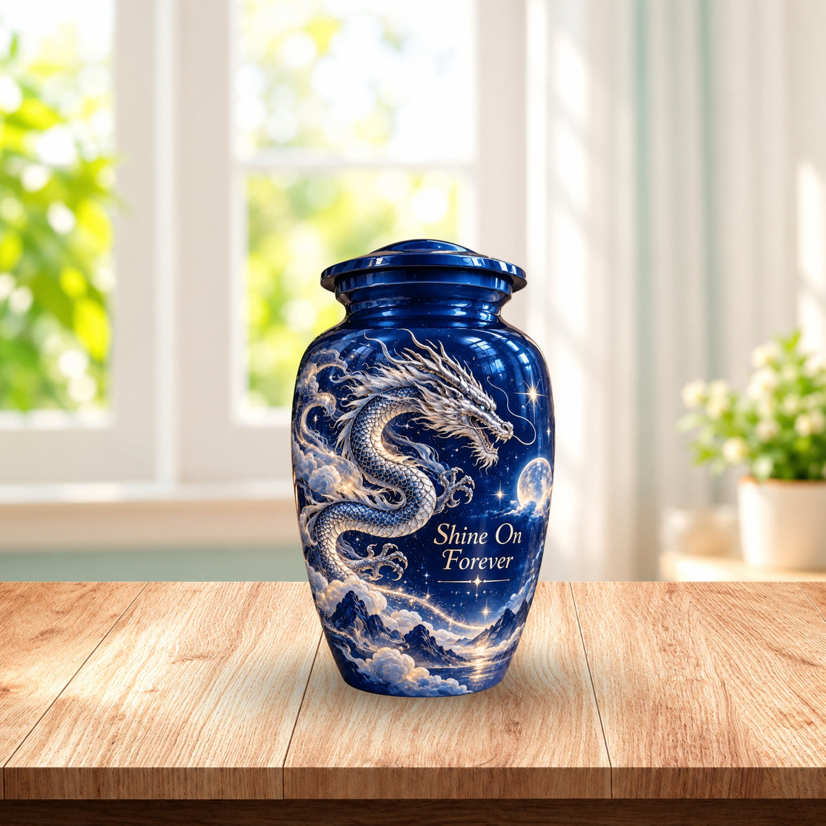 dragon art cremation urn with keepsakes, handmade aluminum urn – photo 2